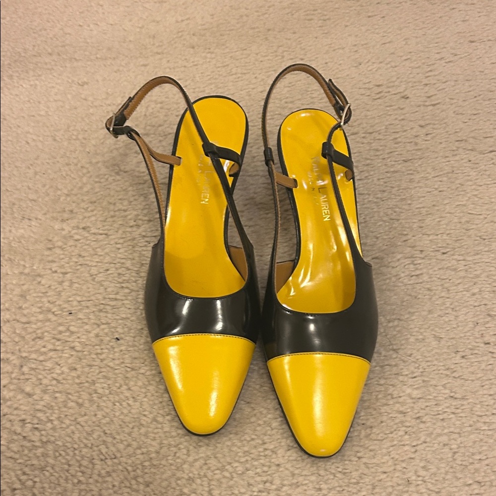 Ralph Lauren Black and Yellow Heels